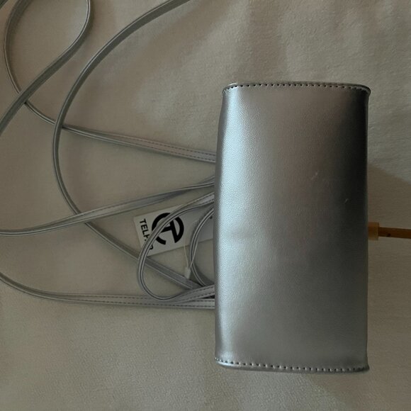 TELFAR Small Crossbody "Shopping Bag" - Metallic Silver - NWT - Picture 4 of 6